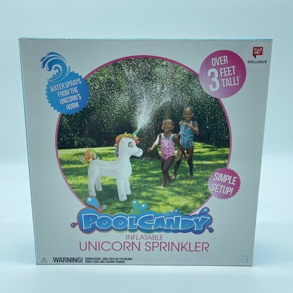 Pool Candy Inflatable Unicorn Sprinkler White Water Play 3 Feet Tall - Picture 1 of 11